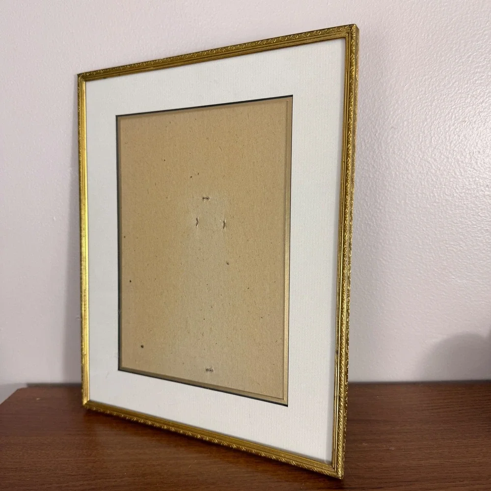 Vintage Brass Picture Frame 8x10 Ornate Floral Gold Tone Easel Back Decor